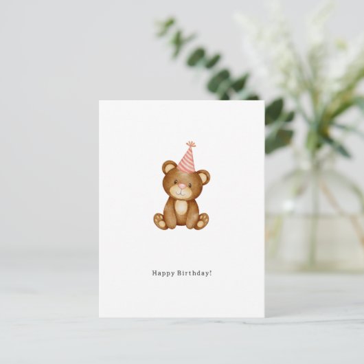 Happy Birthday Cute Bear Card Briefkaart (Staand voorkant)