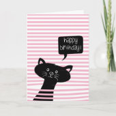 Happy Birthday Cute Black Cat Kaart (Voorkant)
