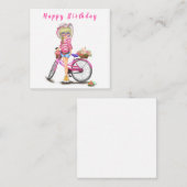 Happy Birthday - Cute Blonde Girl met Pink Bike Notitiekaartje (Voorkant / Achterkant)