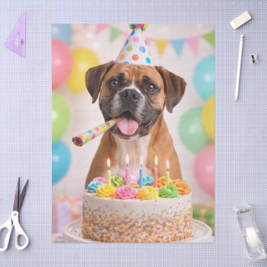 Happy Birthday Cute Boxer Dog Tissuepapier (Craft)