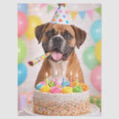Happy Birthday Cute Boxer Dog Tissuepapier (Voorkant)