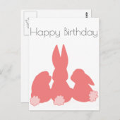 Happy Birthday - Cute Bunnies Briefkaart (Voorkant / Achterkant)