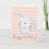 Happy Birthday - Cute Bunny Kinderen Kaart (Voorkant)