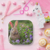 Happy Birthday Cute Bunny Paper Borden Papieren Bordje (Feest)