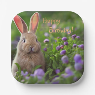 Happy Birthday Cute Bunny Paper Borden Papieren Bordje
