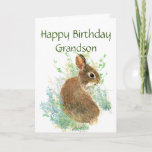 Happy Birthday Cute Bunny Special Grandson  Feestdagen Kaart<br><div class="desc">Cute Waterverf Rabbit for Birthday Greetings for your kleinson</div>