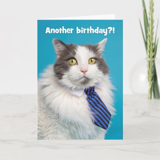 Happy Birthday Cute Can in Stropdas Feestdagen Kaart (Voorkant)