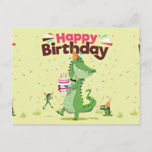 Happy Birthday Cute Cartoon Crocodile Briefkaart