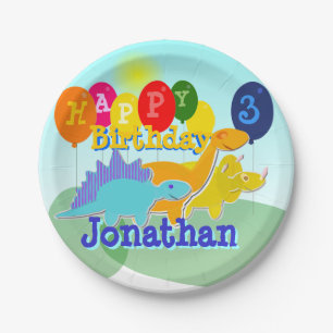 Happy Birthday Cute Cartoon Dinosaurs-ballonnen Papieren Bordje
