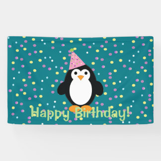 Happy Birthday Cute Cartoon Party Penguin Spandoek