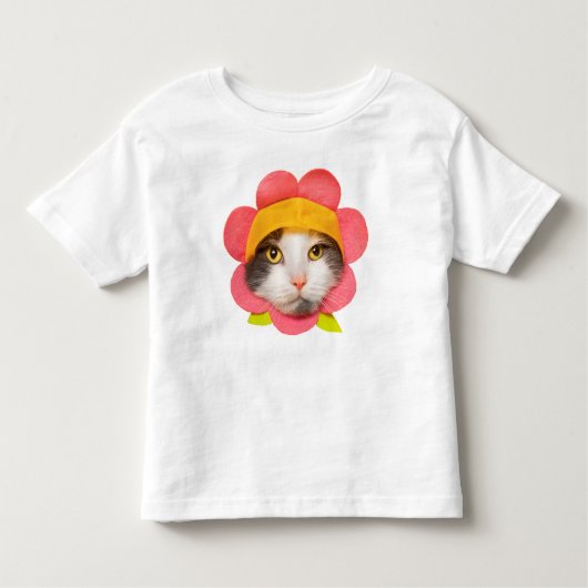Happy Birthday Cute Cat in Flower Pet Kinder Shirts (Voorkant)