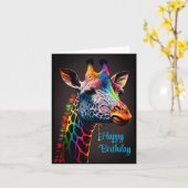 Happy Birthday Cute Colorful Rainbow Giraffe Kaart (Gele Bloem)