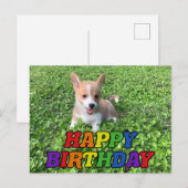 Happy Birthday Cute Corgi Puppy Photo Briefkaart (Voorkant / Achterkant)
