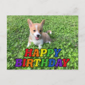 Happy Birthday Cute Corgi Puppy Photo Briefkaart (Voorkant)