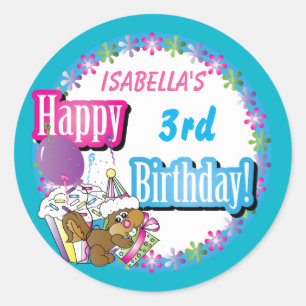 Happy Birthday Cute Cupcake Squirrel   DY-tijdperk Ronde Sticker