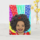Happy Birthday | Cute curls Pop Art Kaart (Gele Bloem)