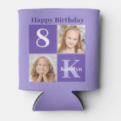 Happy Birthday Cute Custom Kinder Photo Paars Part Blikjeskoeler (Voorkant)