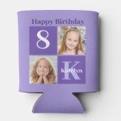 Happy Birthday Cute Custom Kinder Photo Paars Part Blikjeskoeler (Achterkant)