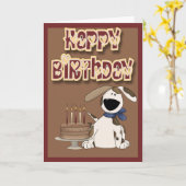 Happy Birthday Cute Dog en Cake Kaart (Gele Bloem)