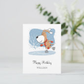 Happy Birthday Cute Dog Puppy Ice Skun Card (Staand voorkant)
