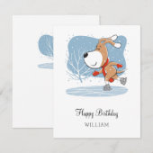 Happy Birthday Cute Dog Puppy Ice Skun Card (Voorkant / Achterkant)