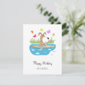 Happy Birthday Cute Dog Puppy Kayak Kayaking Card (Staand voorkant)