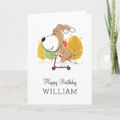Happy Birthday Cute Dog Puppy Kick Scooter Card Kaart (Voorkant)