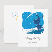 Happy Birthday Cute Dog Puppy Shooting Star-kaart (Voorkant / Achterkant)