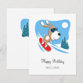 Happy Birthday Cute Dog Puppy Snowboard Sport Card (Voorkant / Achterkant)