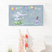 Happy Birthday Cute Elephant Bird Butterfly Kinder Spandoek (Insitu)