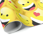 Happy Birthday Cute Emoji Party Cadeaupapier (Rol Hoek)