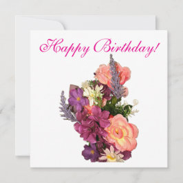 Happy Birthday cute floral Card Feestdagenkaart
