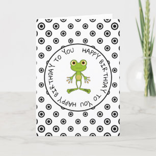 Happy Birthday Cute Frog Black and White Card Kaart