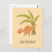 Happy Birthday Cute Funny Dinosaur Dino Peeing Briefkaart (Voorkant / Achterkant)