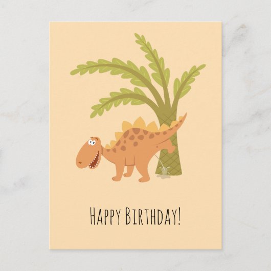 Happy Birthday Cute Funny Dinosaur Dino Peeing Briefkaart (Voorkant)