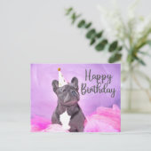 Happy Birthday Cute Funny French Bulldog Briefkaart (Staand voorkant)