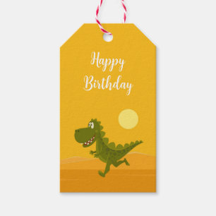 Happy Birthday Cute Funny Running Dino Dinosaur Cadeaulabel