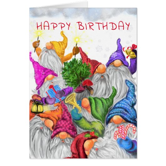 Happy Birthday - Cute Gnomes Birthday Celebration (Voorkant)