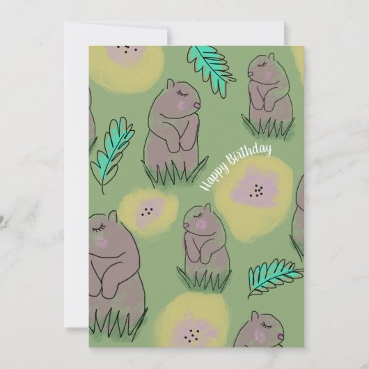 Happy Birthday Cute Groundhog Kaart (Voorkant)