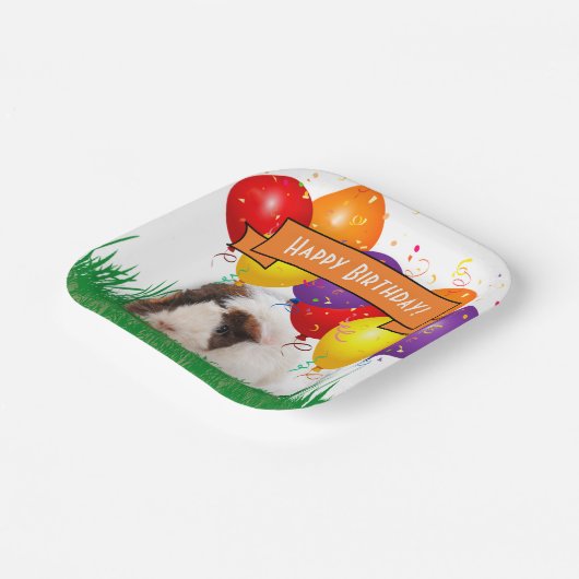 Happy Birthday Cute Guinea Pig Party-ballonnen Papieren Bordje (Gebogen)
