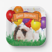 Happy Birthday Cute Guinea Pig Party-ballonnen Papieren Bordje (Voorkant)
