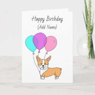 Happy Birthday Cute Hand Drawn Corgi Kaart
