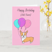 Happy Birthday Cute Hand Drawn Corgi Kaart (Gele Bloem)