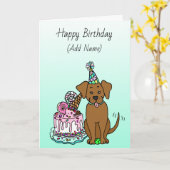 Happy Birthday Cute Hand Drawn Labrador Kaart (Gele Bloem)