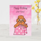 Happy Birthday Cute Hand getekend Abriotte Poodle Kaart (Gele Bloem)