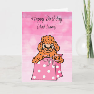 Happy Birthday Cute Hand getekend Abriotte Poodle Kaart