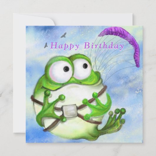 Happy Birthday - Cute Happy Funny Frog Paraglider (Voorkant)