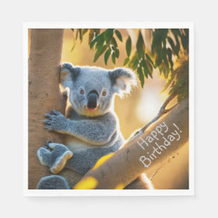 Happy Birthday Cute Koala Beer Servet