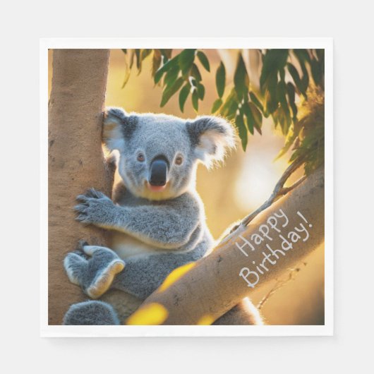 Happy Birthday Cute Koala Beer Servet (Voorkant)