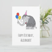 Happy Birthday Cute Mammoth Balloons Briefkaart (Staand voorkant)